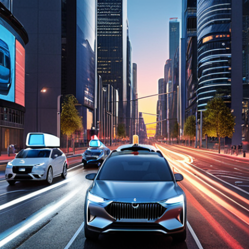 Home 17 **
A futuristic cityscape at dusk. Self-driving cars seamlessly navigate through well-lit streets. In the background, modern buildings with digital displays showcase innovative technologies. Focus on the smooth flow of traffic and the integration of autonomous vehicles with the urban environment.
**